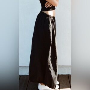 Zara - Black Nylon Balloon Midi Skirt
